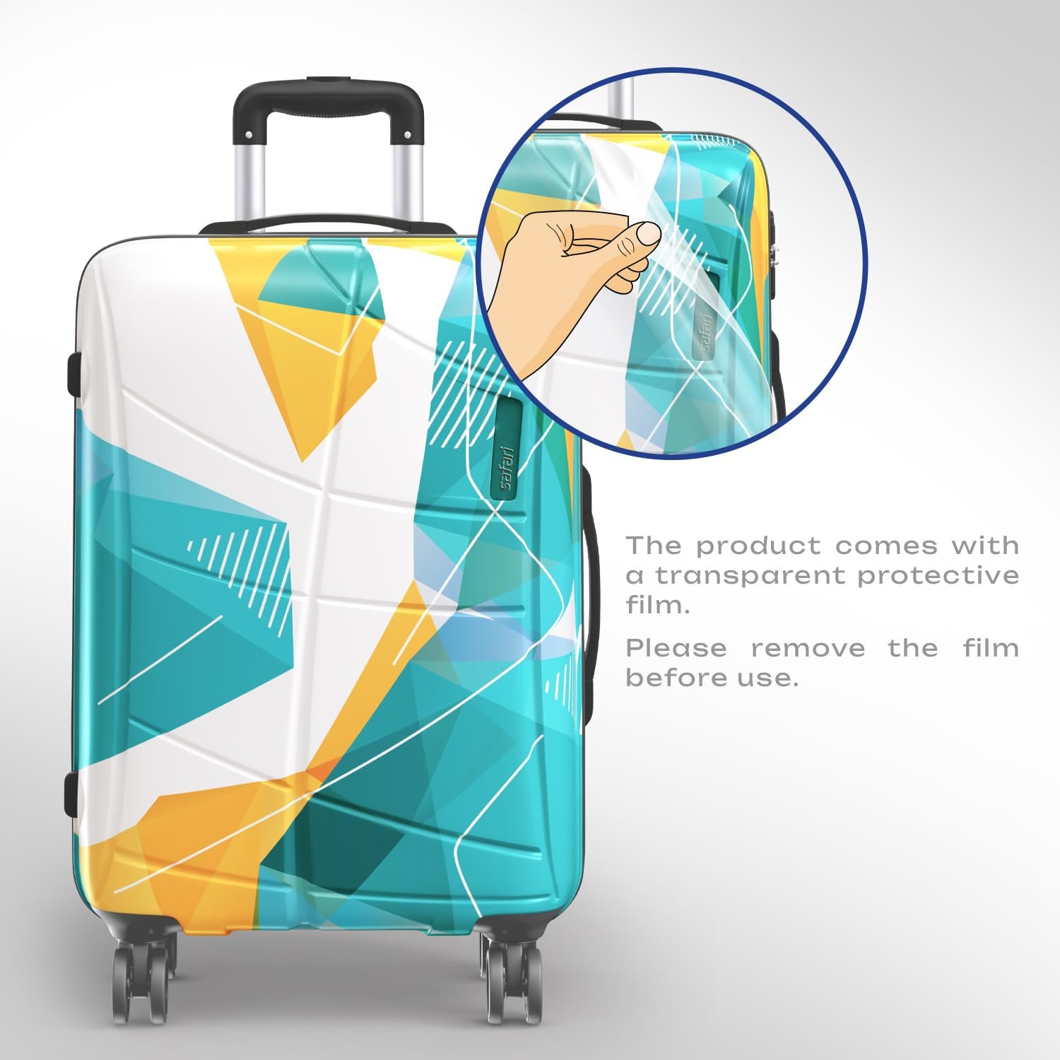 Safari Luma Neo 8 Wheels Set of 2 (Cabin + Medium) Trolley Bags, Hard Case Printed Polycarbonate, 360 Degree Wheeling Carry-on & Check-in Luggage, Suitcase for Travel, Trolley Bags for Travel, Multi - Image 8