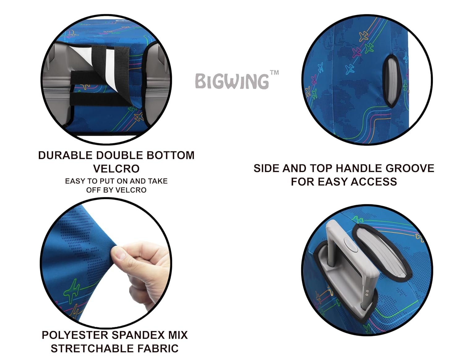 BIGWING Protective Cover in Polyester Fabric with Jet Print for | 24' Inch 65 cm Medium Size | Hard Luggage Trolley Bag Cover (Fits Only On Fiber - Plastic Trolley Bag) - Image 6