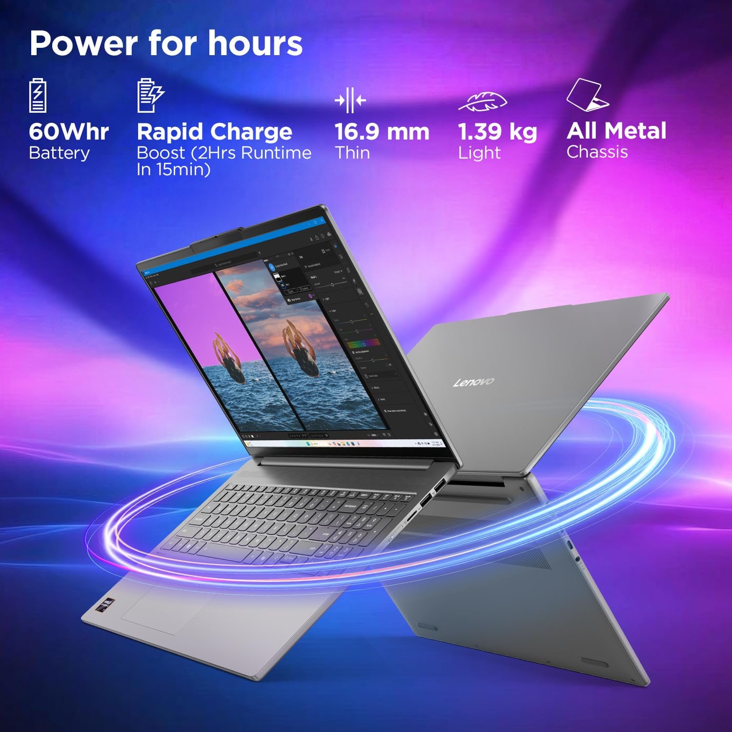 Lenovo IdeaPad Slim 5, AMD Ryzen AI 7 350, 24GB RAM, 1TB SSD, WUXGA OLED 14"(35.5cm), Win11, Office Home'24, Grey, 1.4Kg, 83HX001NIN, Copilot+ PC, Backlit Keyboard, 1Yr ADP Free AI Powered Laptop - Image 5