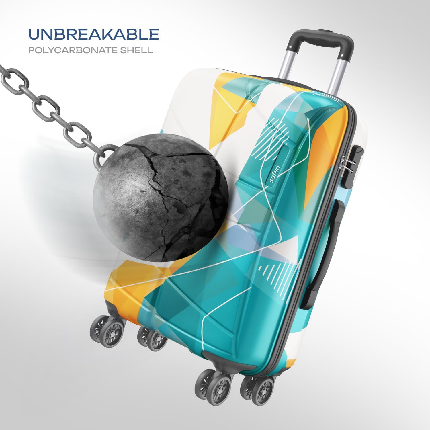 Safari Luma Neo 8 Wheels Set of 2 (Cabin + Medium) Trolley Bags, Hard Case Printed Polycarbonate, 360 Degree Wheeling Carry-on & Check-in Luggage, Suitcase for Travel, Trolley Bags for Travel, Multi - Image 2