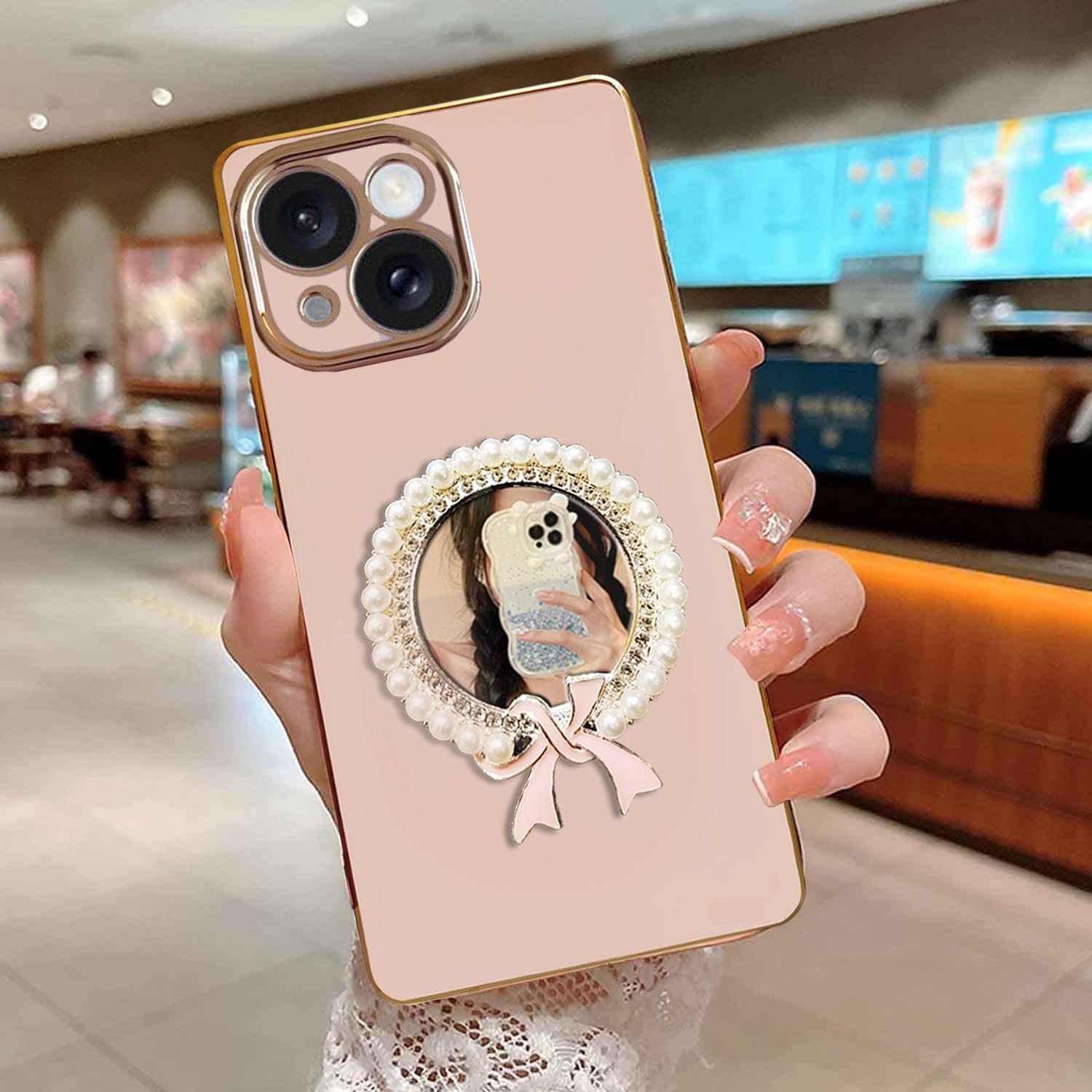 KC Back Cover for OnePlus Nord CE5 - Round Ribbon Mirror Electroplated Soft Silicone Camera Protection Case - Pink - Image 3