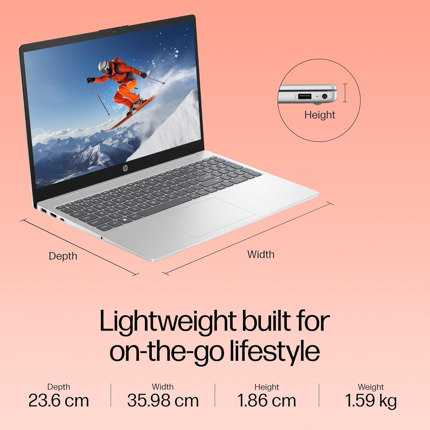 HP 15 (2025), AMD Ryzen 5 7520U Quad Core - (16 GB/512 GB SSD/AMD Radeon Graphics/Windows 11 Home) Thin and Light Business Laptop/15.6" FHD Display/Backlit + Fingerprint/Silver/1.5 kg/MS Office 2021 - Image 7
