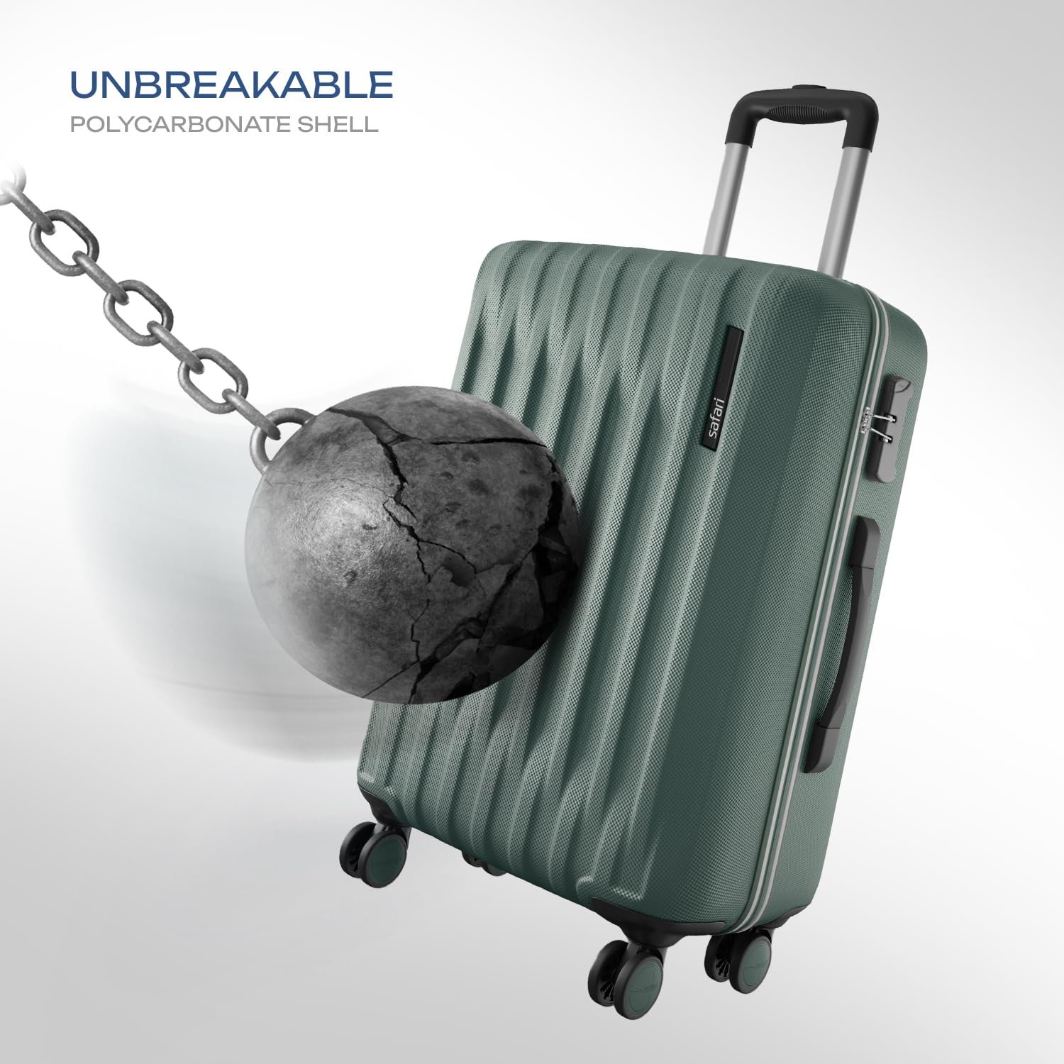 Safari Medium Ray Neo 8 Wheels 65cm size Check-in Trolley Bag, Hard Case Polycarbonate 360 Degree Wheeling Luggage for Men & Women, Travel Bag, Suitcase for Travel, Trolley Bags for Travel, Sage Green - Image 3