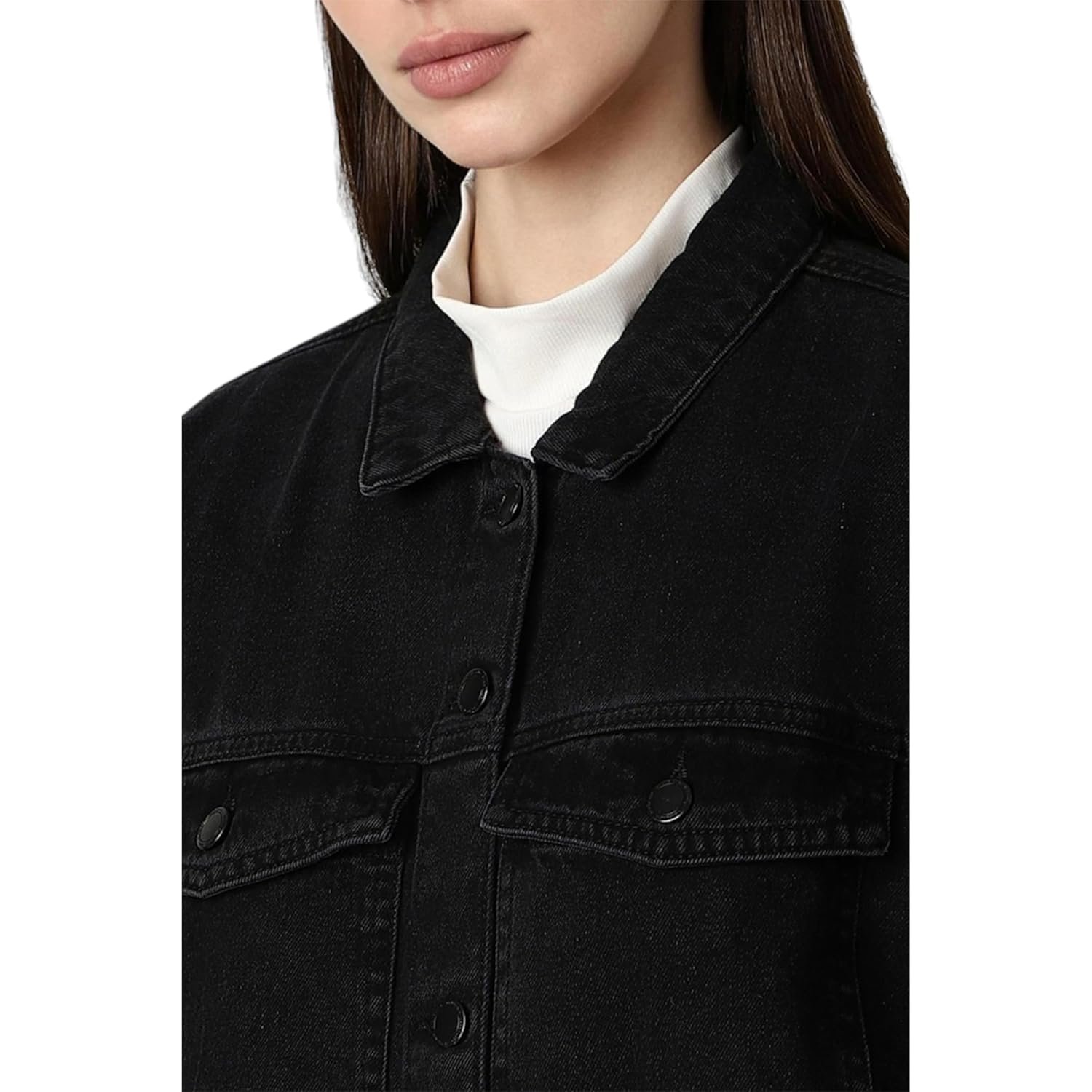 Van Heusen Women's Regular Fit Casual Solid Denim Jacket - Image 5