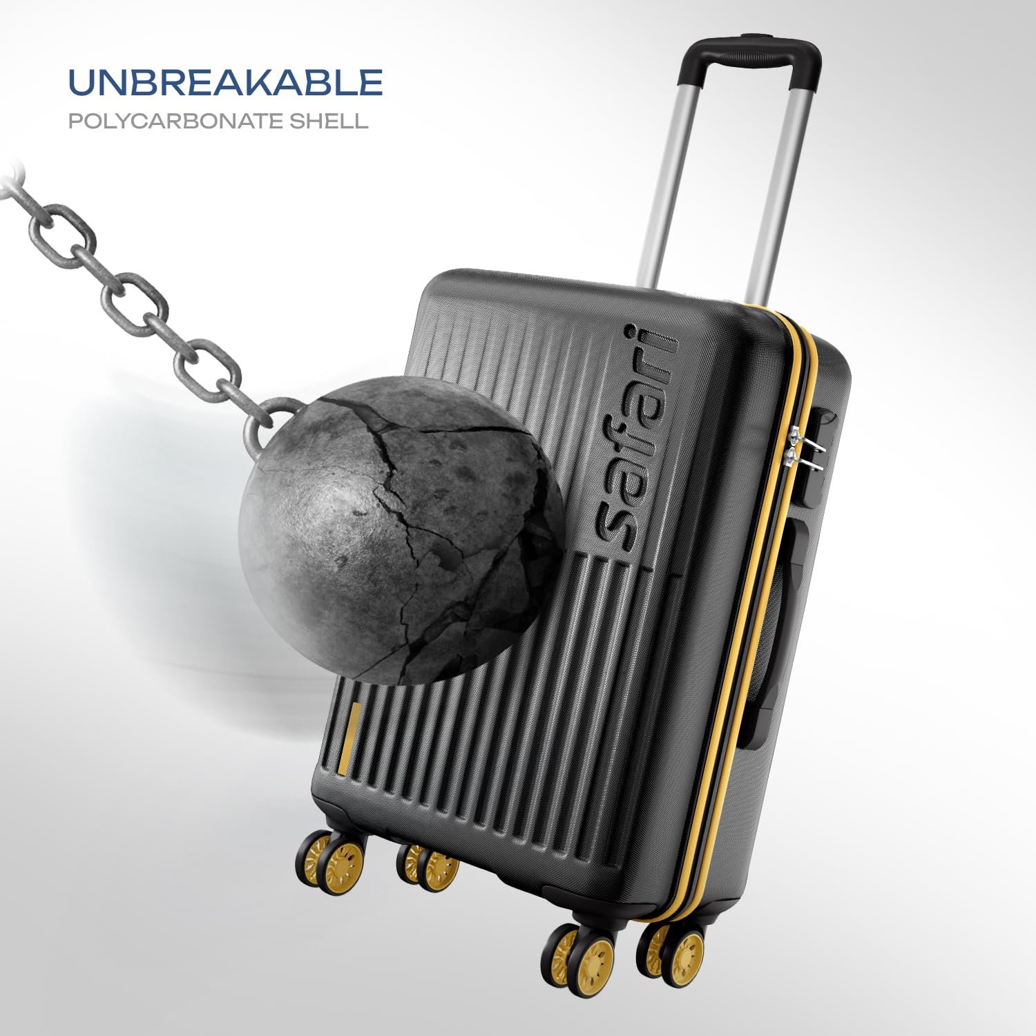 Safari Astra Neo 8 Wheels Check-in Trolley Bag, Hard Case Polycarbonate, 360 Degree Wheeling Luggage for Men & Women, Suitcase for Travel, Black, 66cm Medium Size - Image 3