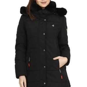 HIVER Women’s Nylon Jacket Water Proof Full-Sleeved Winter Jacket with Hood for Minus Degree