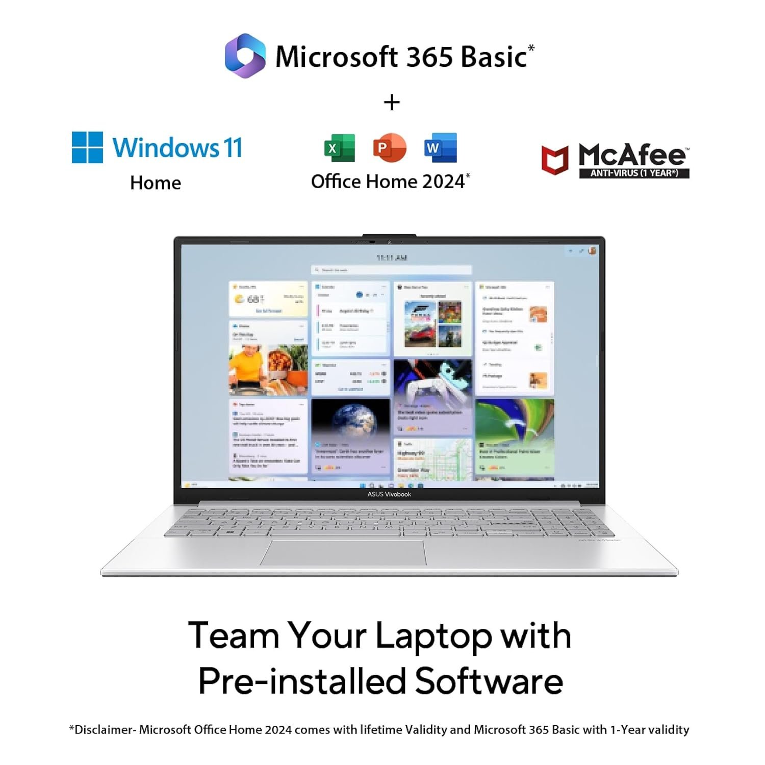 ASUS Vivobook Go 15, AMD Ryzen 3 7320U Thin & Light Laptop(AMD Radeon iGPU/8GB RAM/512GB SSD/FHD/15.6"/60Hz/Windows 11/M365 Basic (1Year)*/Office Home 2024/Cool Silver/1.63 Kg) E1504FA-NJ131WS - Image 8