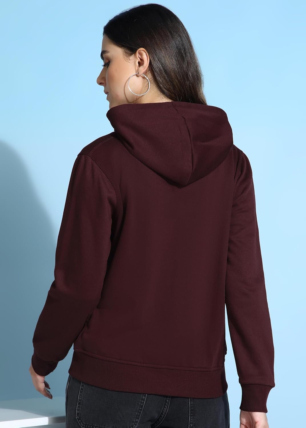 Alan Jones Clothing Women's Solid Zipper Hooded Sweatshirt | Front Zip, Ribbed Hem, Lined Hood, Casual Winter Wear - Image 3