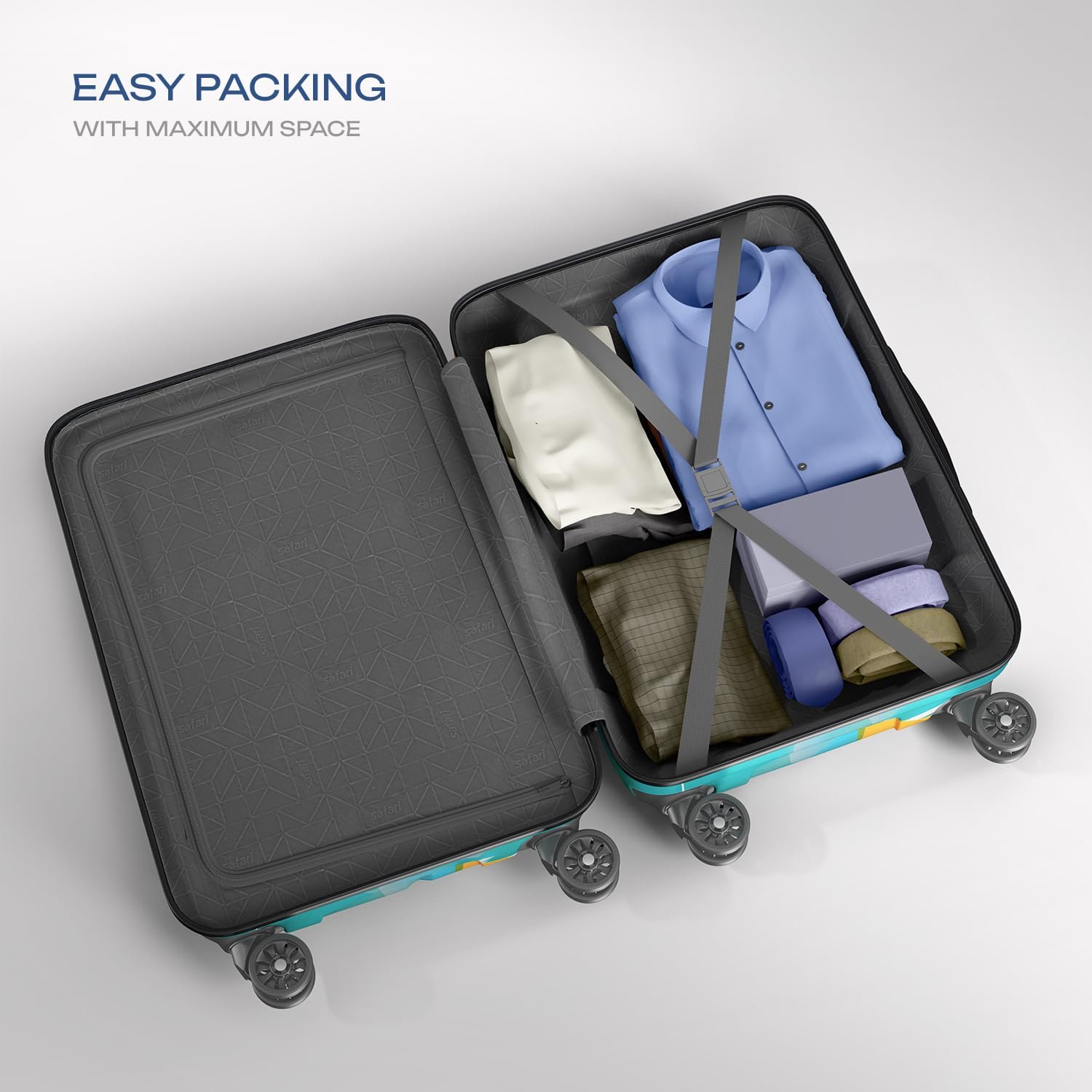 Safari Luma Neo 8 Wheels Set of 2 (Cabin + Medium) Trolley Bags, Hard Case Printed Polycarbonate, 360 Degree Wheeling Carry-on & Check-in Luggage, Suitcase for Travel, Trolley Bags for Travel, Multi - Image 5