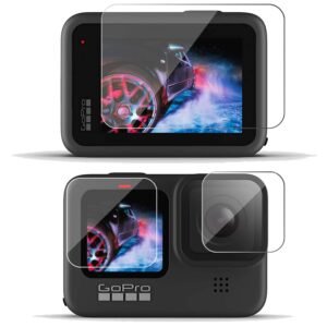 POPIO Tempered Glass Screen Protector Compatible for GoPro Hero 9/10 / 11/12 Action Camera (Transparent) Edge To Edge Full Screen Coverage, Complete Set Of 3 Glass