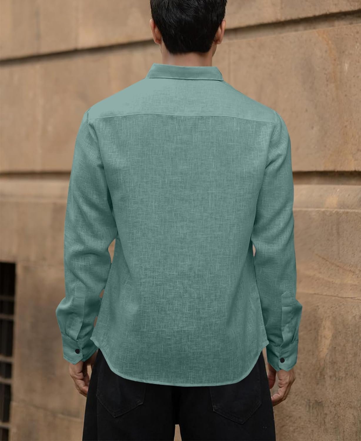 D&B Trends Men’s Cotton Linen Full Sleeve Shirt – Casual & Formal, Breathable Summer Shirt for Men, Regular & Slim Fit Button‑Down Linen Cotton Blend - Image 4