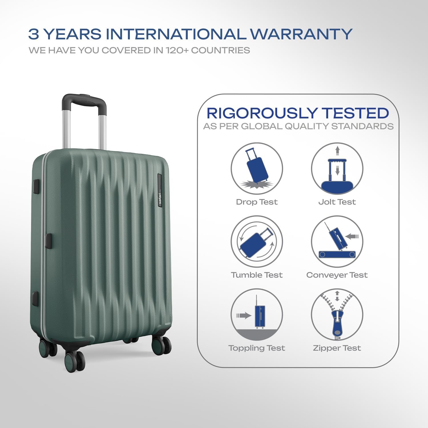 Safari Medium Ray Neo 8 Wheels 65cm size Check-in Trolley Bag, Hard Case Polycarbonate 360 Degree Wheeling Luggage for Men & Women, Travel Bag, Suitcase for Travel, Trolley Bags for Travel, Sage Green - Image 6