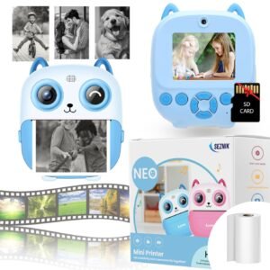 SEZNIK Mini Camera Printer, Click Photo Print, Inkless, Bluetooth HD Print, Android, iOS. Instant Print (Neo-Blue)