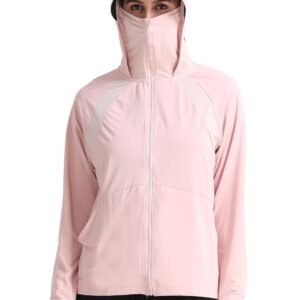 FABSPORTS Women’s UV Protection Sun Screen Jacket, Full Zip Sun Protection Clothing, Lightweight with UPF 50+ Protection for Outdoors, with Pockets, Sun Protective Clothing for Women