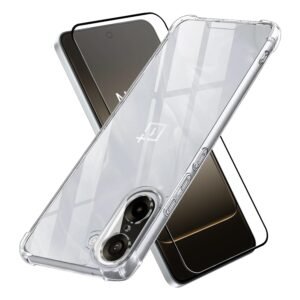 TPU Back Cover Case + Tempered Glass for OnePlus Nord CE 5 / CE5 5G | Transparent Mobile Phone Back Cover Case with Screen Protector for 1+ One Plus Nord CE 5 / CE5 5G | Transparent Case