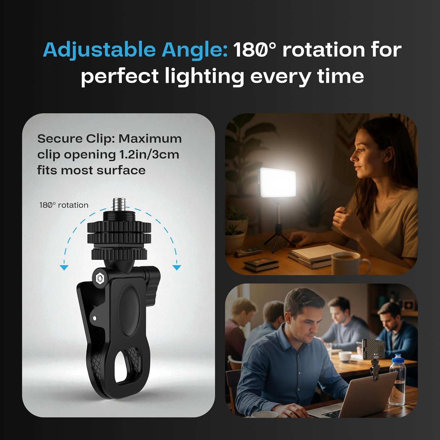 TYGOT U160 Portable LED Video Light for Mobile & DSLR, 2000mAh Rechargeable Battery, Adjustable 2700K-6500K Color Temperature, CRI 95+, Universal Mount, Compact Fill Light for Vlogging & Streaming - Image 8