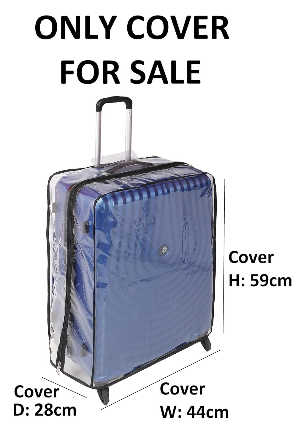 Sharp CN 24" Transparent Protective Zipper PVC Dust Proof Cover for Hard/Plastic Body Luggage/Suitcase Trolley Bags | Hard 2 | Size: 24 - Image 2