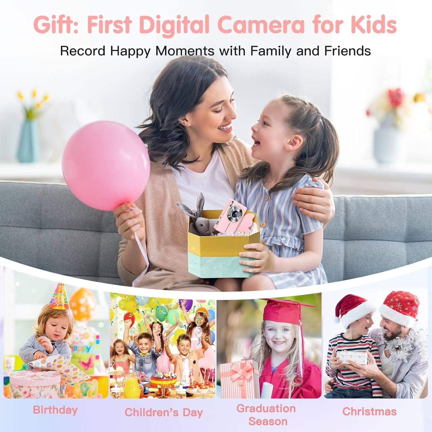 CAMKORY Digital Camera FHD 1080P 44MP Compact Camera 16X Digital Zoom Camera Small Easy to Use Selfie with 2 Batteries for Children Beginners Girls - Image 7