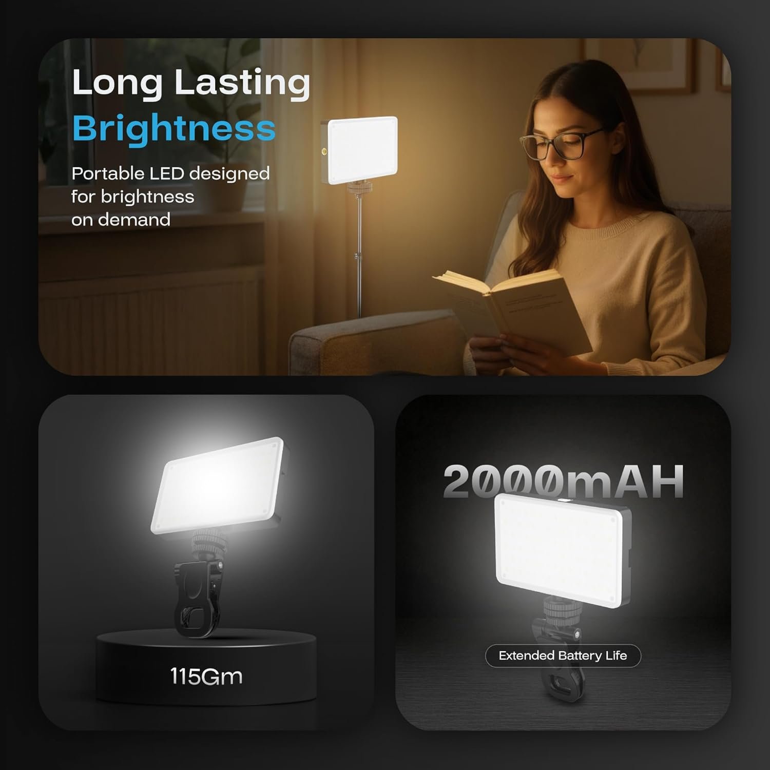 TYGOT U160 Portable LED Video Light for Mobile & DSLR, 2000mAh Rechargeable Battery, Adjustable 2700K-6500K Color Temperature, CRI 95+, Universal Mount, Compact Fill Light for Vlogging & Streaming - Image 6