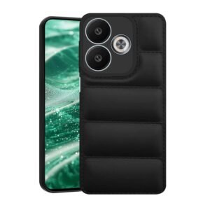 CEDO Redmi 13 (5G) / Redmi 13 Prime Edition/Poco M6 Plus (5G) Back Cover | Camera Bump & 360° Flexible Puff Armor Protection | Matte Soft Silicon Shock Proof Rubberised Back Case Cover (Black)