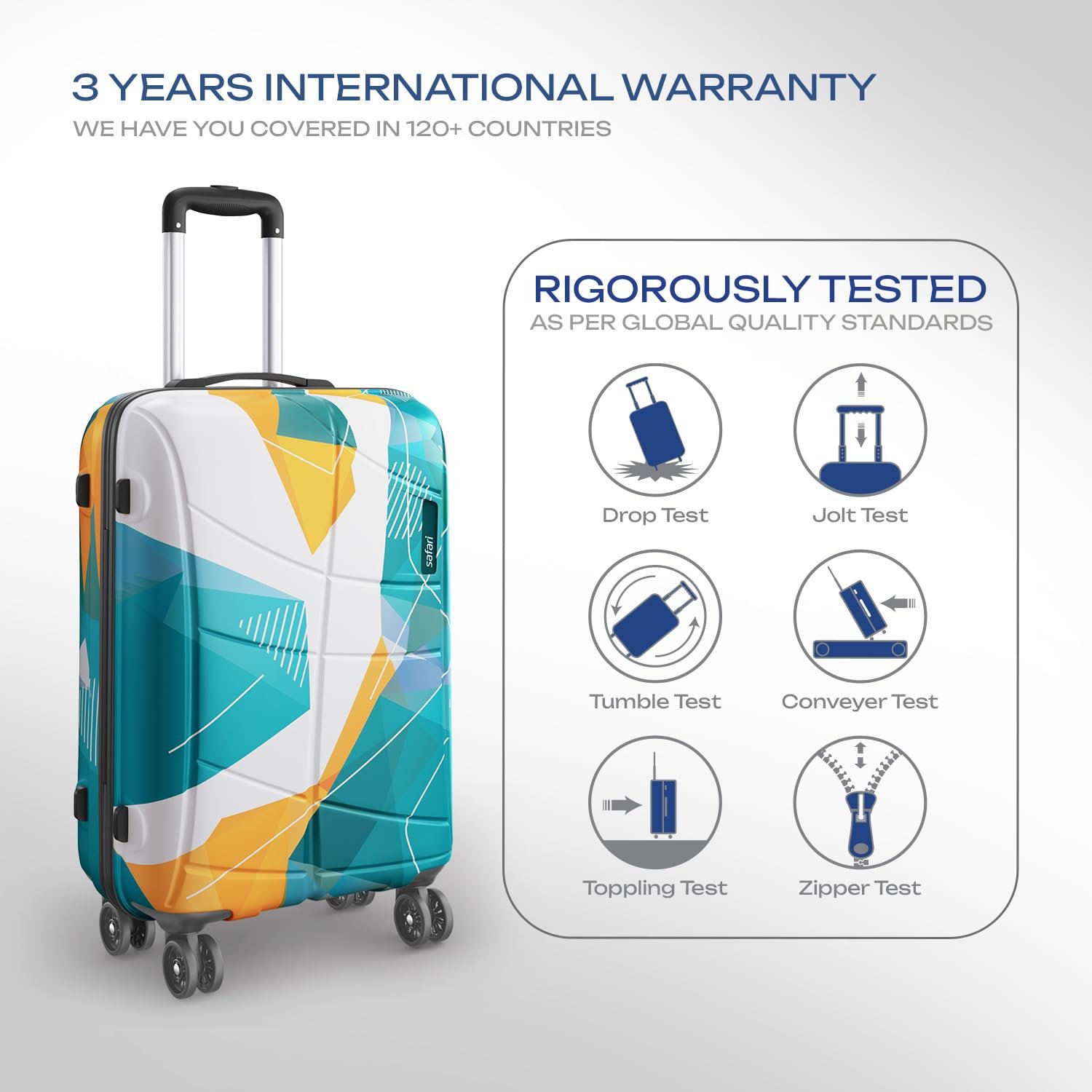 Safari Luma Neo 8 Wheels Set of 2 (Cabin + Medium) Trolley Bags, Hard Case Printed Polycarbonate, 360 Degree Wheeling Carry-on & Check-in Luggage, Suitcase for Travel, Trolley Bags for Travel, Multi - Image 6