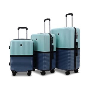Istanbul Polycarbonate Trolley Bag Set of 3 (20″, 24″, 28″) | Lightweight Hard Shell Luggage with 8 Spinner Wheels, TSA-Type Lock & Dual-Tone Design (3, Sky Blue&Grey)