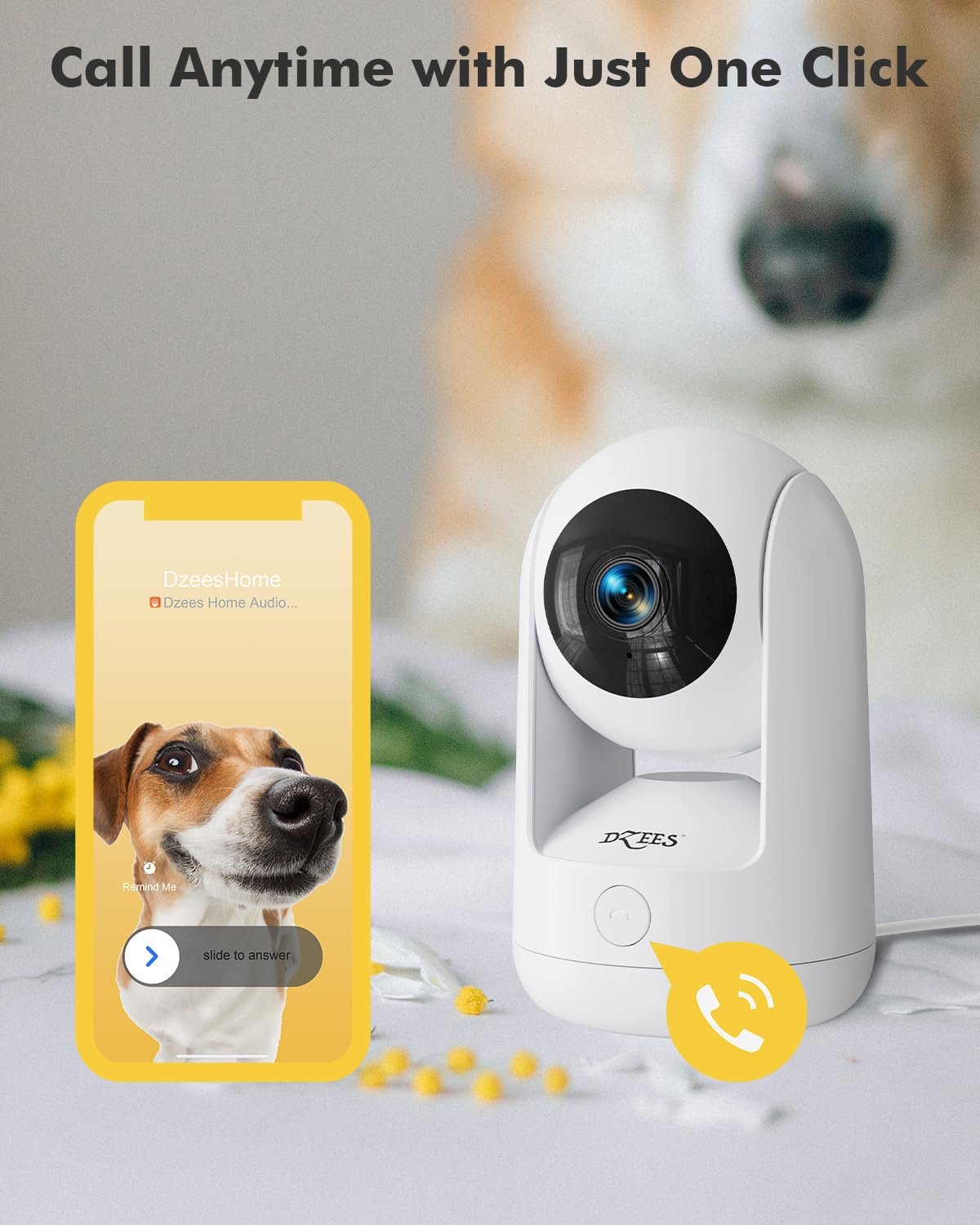 Dzees Indoor Security Camera Pet Camera No Subscription, 2K 360° WiFi Cameras, Wired Dog Pet Cameras with Phone App, MagicPix Night Vision, Calls, 2-Way Audio, 24/7, Motion Tracking, Privacy, 2.4Ghz - Image 3