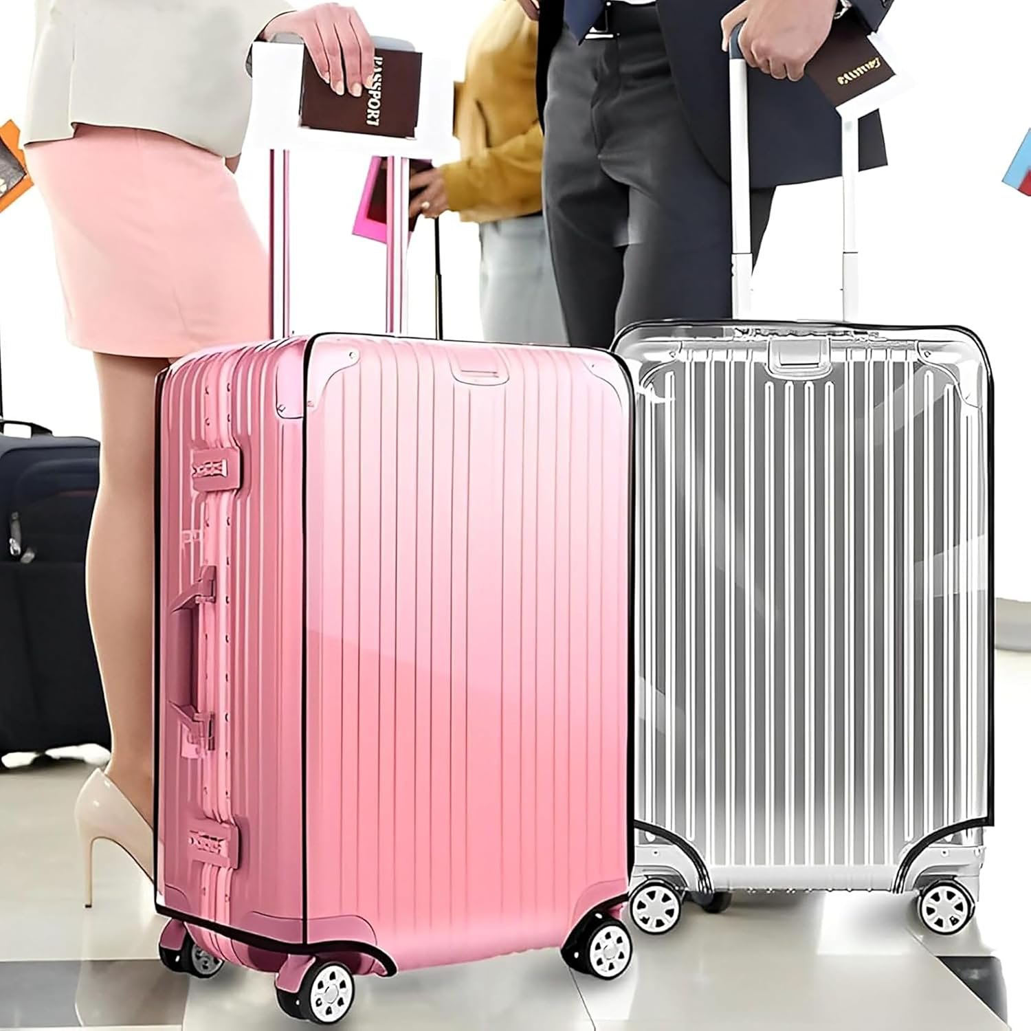 20 Inch Trolley Bag Cover/Suitcase Bag Cover/Waterproof Dustproof Luggage Cover for Wheeled Luggage/Zippered Clear PVC Suitcase Covers Protectors (Small, 20 inch, Set of 1) - Image 8
