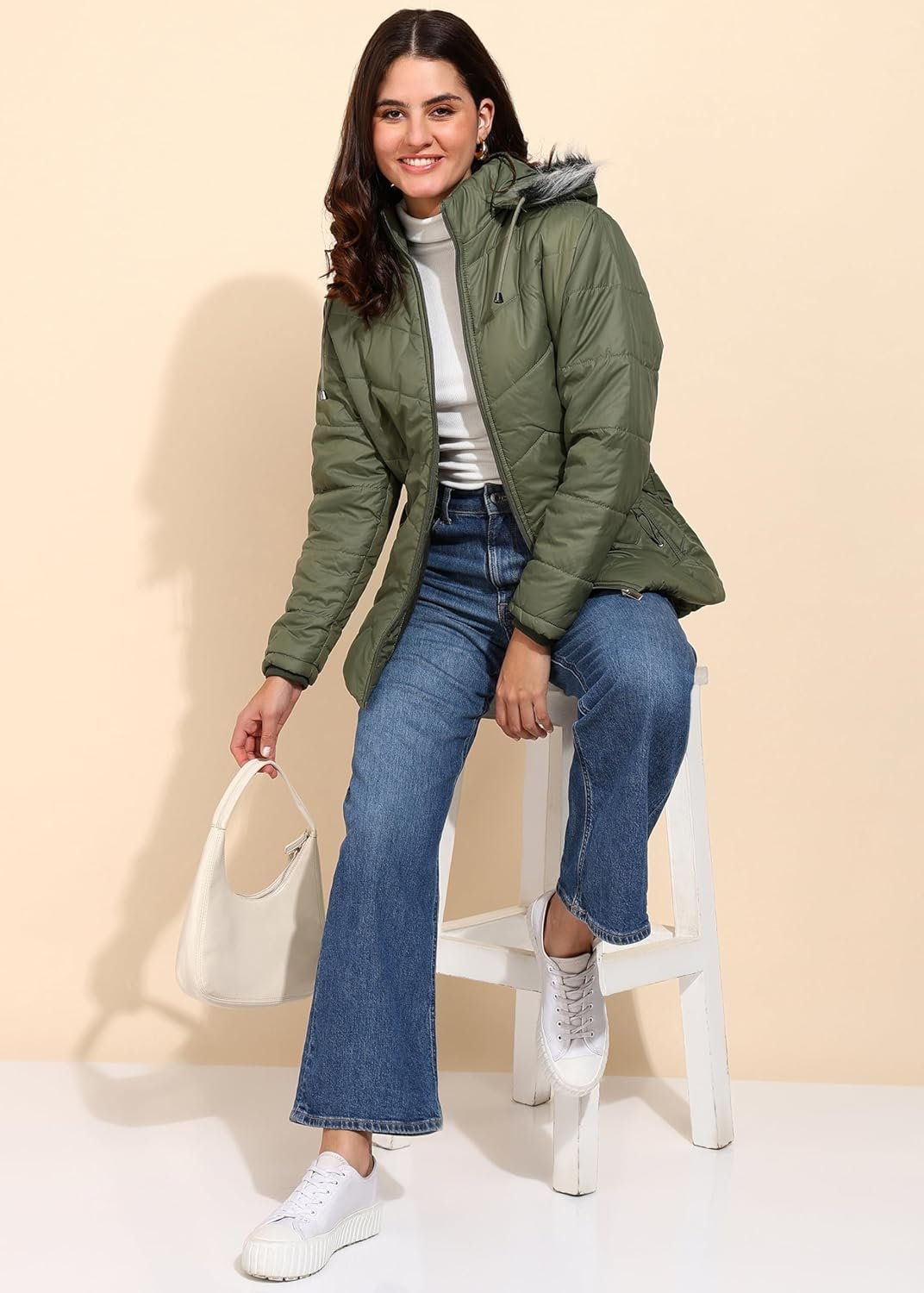 ELLIPSE Women's Winter Jacket - Full Sleeve Nylon Puffer Coat, Stylish & Warm Outerwear for Cold Weather, Comfortable Down Alternative, Temp Rated to -10°C - Image 3