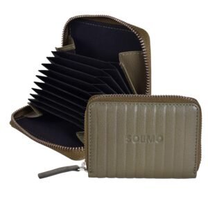 Amazon Brand – Solimo Andrew Genuine Leather RFID Blocking Card Holder Ultra Strong Stitching 10 Card 2 Currency Holder for Men and Women