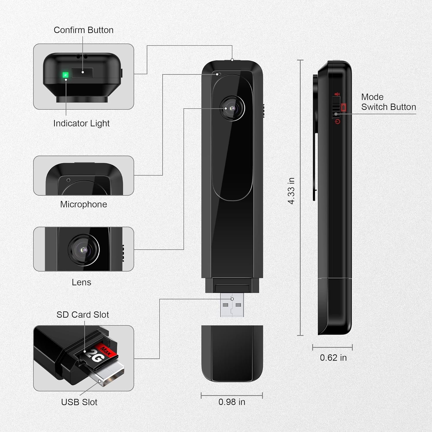 TECHNOVIEW 1080p Pocket Camera Full HD Video Recording with Audio Portable Cam with Free 32Gb Sd Card Included Secret Camera for Home Security, No WiFi Needed Indoor/Outdoor Surveillance Camera - Image 5