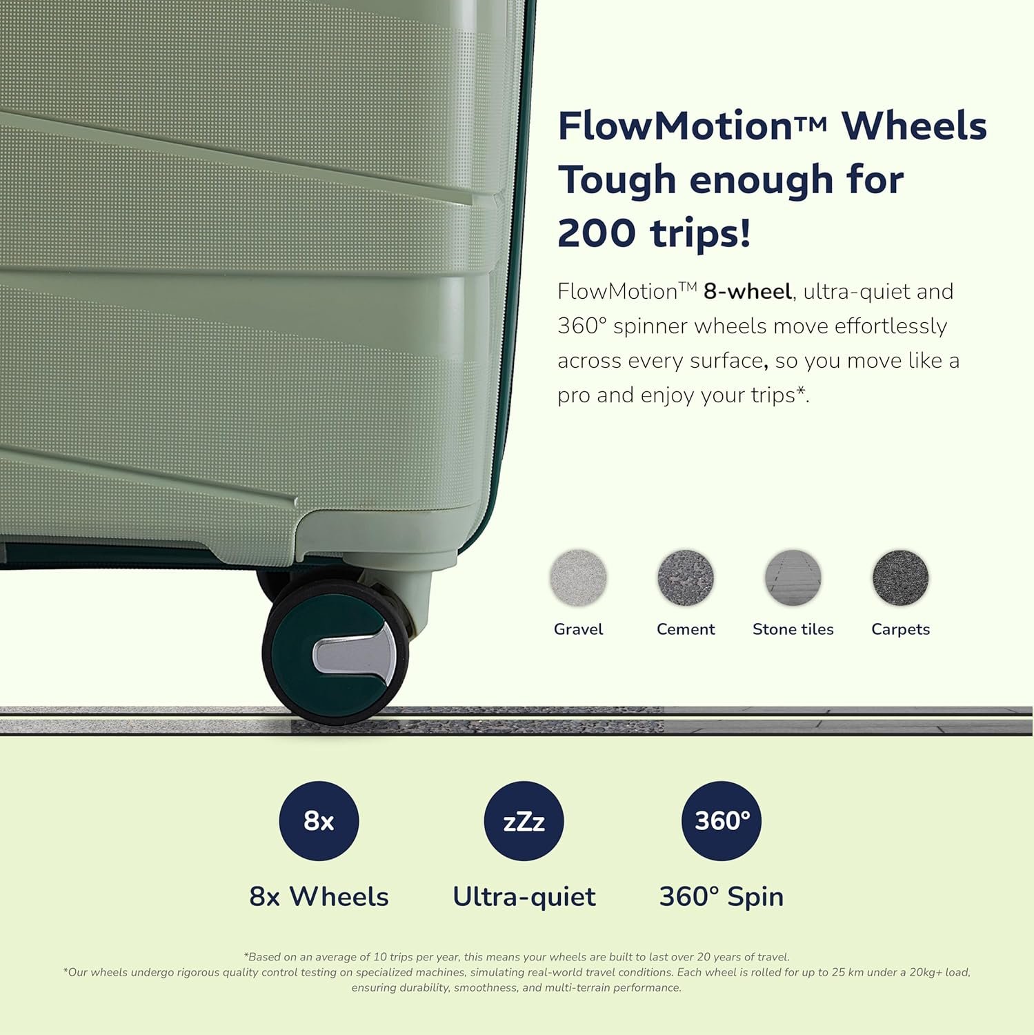 Provogue Azure Hard-Sided PP 65 Cm Check-in Medium Size Luggage Suitcase | Expandable Space with 8 Wheels Trolley Bags for Travel | Combination Lock | 5 Year Warranty (Laurel Green/Hunter Green) - Image 4