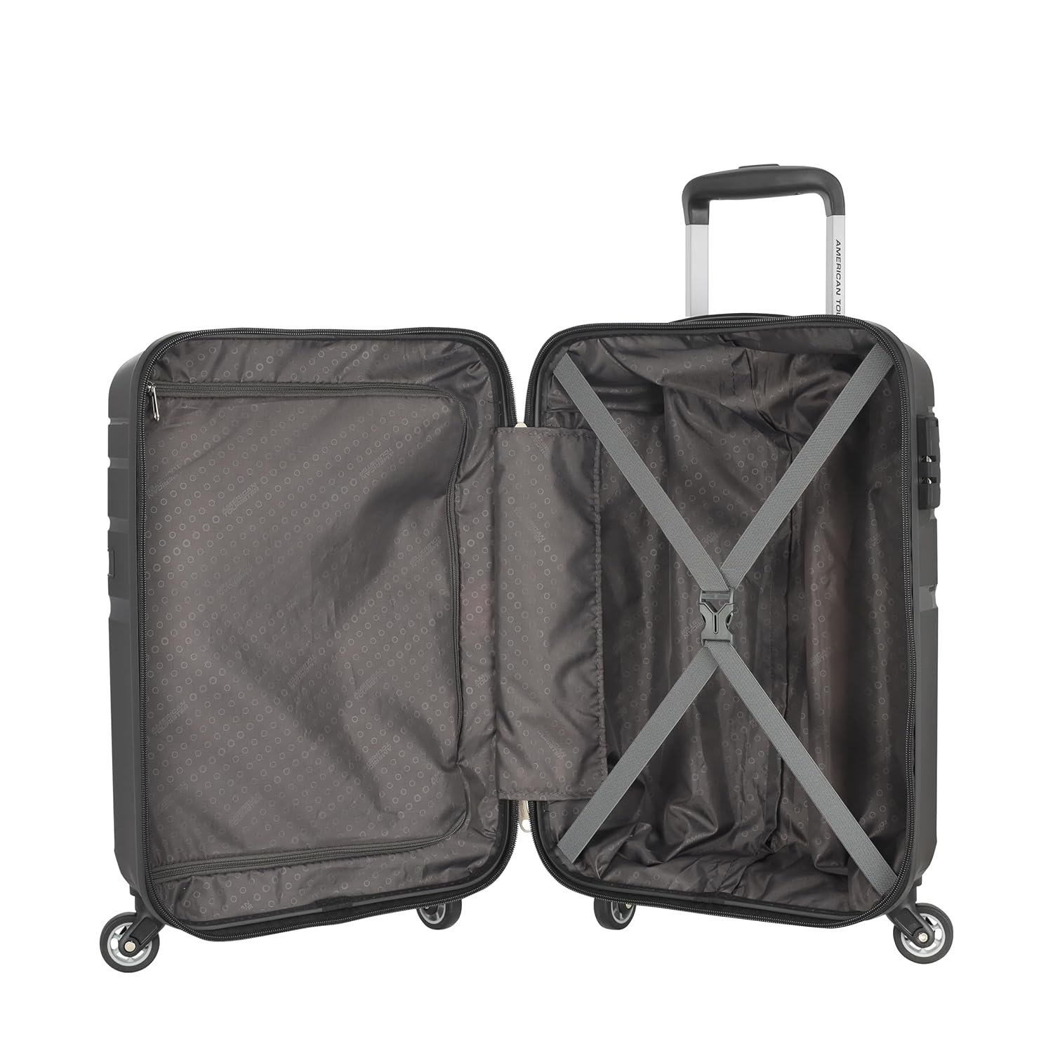 American Tourister Cabin Trolley Bag for Travel | Upland Spinner 55 Cms Polypropylene Hardsided Small Luggage Bag | 4 Wheel Suitcase for Travel | Trolley Bag for Travelling, Black - Image 4