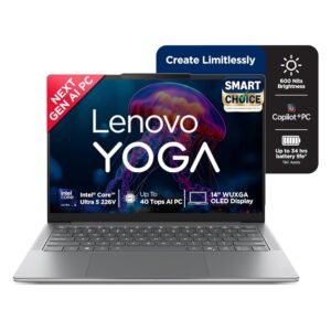 Lenovo Yoga Slim 7 (Smartchoice) Aura Edition Intel Core Ultra 5 226V,Copilot+ AI PC(16GB RAM/1TB SSD/14(35.5cm)/WUXGA OLED/40 Tops/Windows 11/Office Home 2024/Grey/1.19Kg), 83JX005FIN AI Laptop