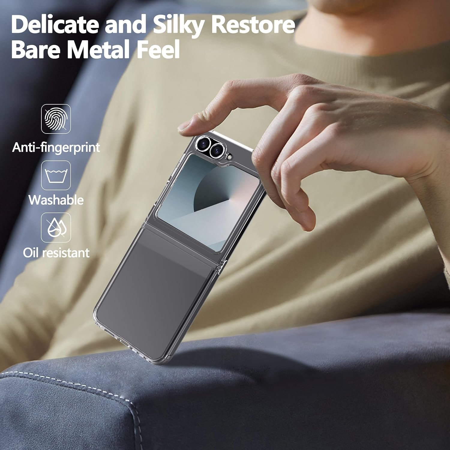 Natbok for Samsung Galaxy Z Flip 6 Case,Ultra-Thin Transparent Hard PC and Soft TPU Cover,Reinforced Corner Bumper Shockproof Phone Case for Galaxy Z Flip 6, Metal Connector Folding Convenient,Clear - Image 7