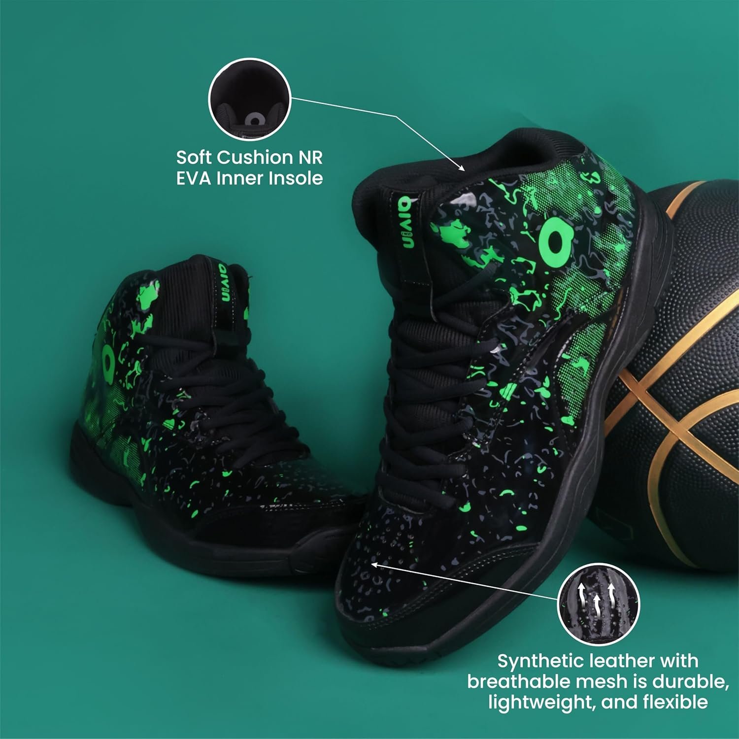 Aivin Wave Pro Men's Basketball Shoes for Men, Durable Rubber Sole, Indoor & Outdoor Court Shoes, Soft Cushion NR EVA Inner Insole, High-Performance Footwear for Basketball - Image 8