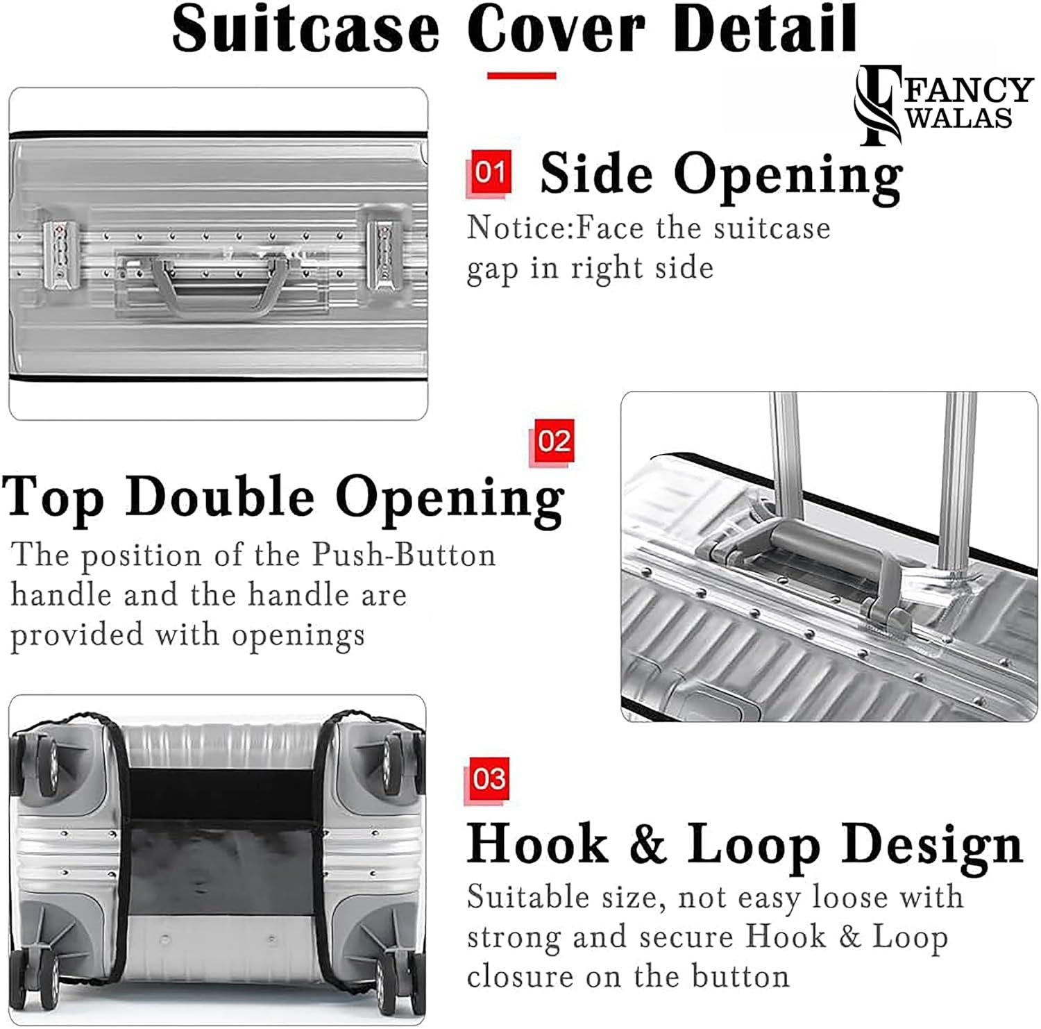 20 Inch Trolley Bag Cover/Suitcase Bag Cover/Waterproof Dustproof Luggage Cover for Wheeled Luggage/Zippered Clear PVC Suitcase Covers Protectors (Small, 20 inch, Set of 1) - Image 3