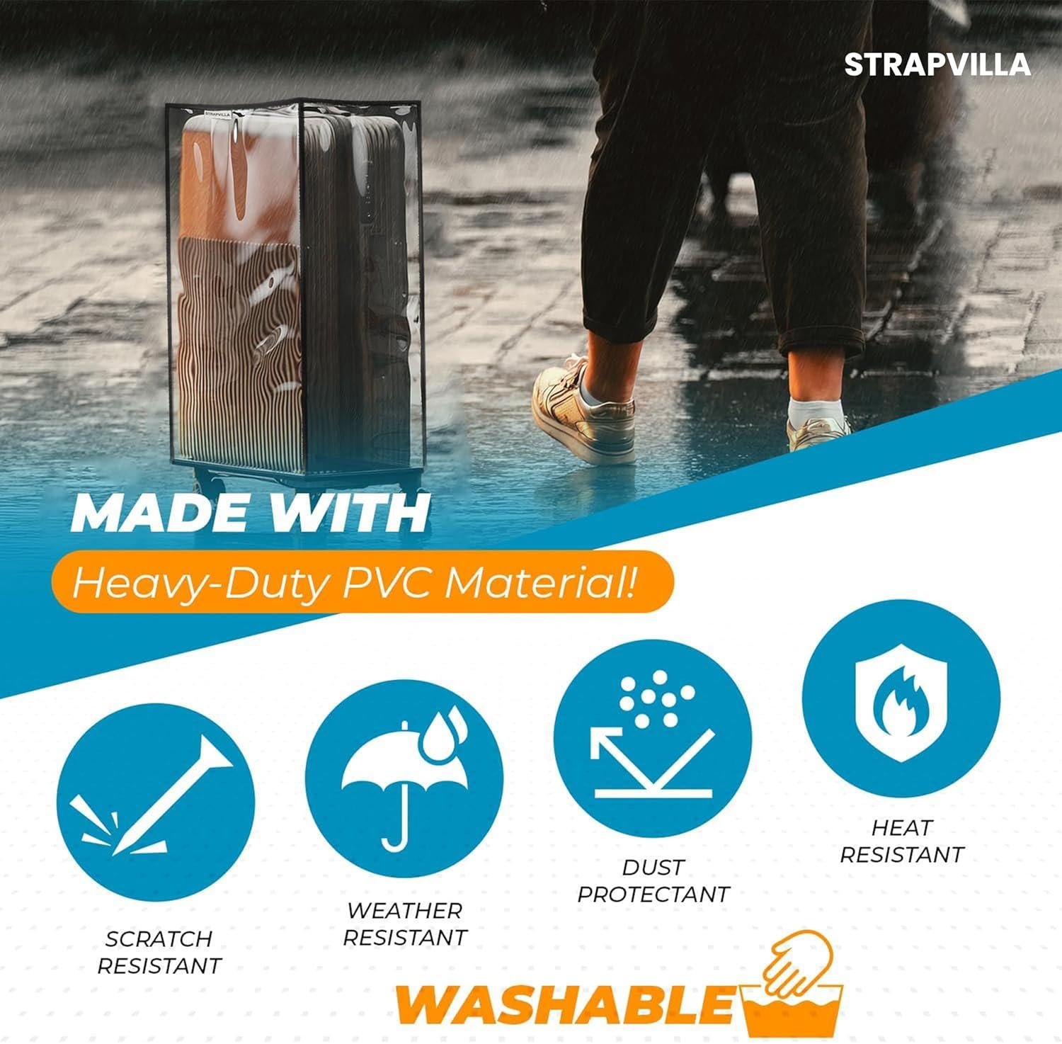 Suitcase Cover - Trolley Cover for Suitcase | Durable Cover for Hard Trolly Bags | Protective Trolley Bag Cover & Luggage Bag Cover - Transparent Waterproof PVC Cover - Combo - Image 5