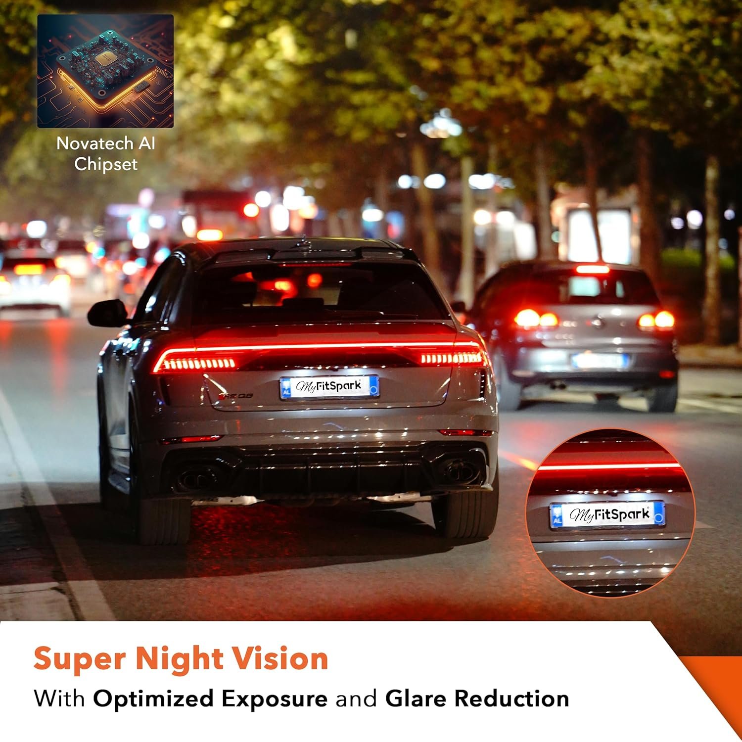 FitSpark DC-101 WiFi Duo 4MP Real 2K Dual Channel Dash Camera | No.1 Novatek AI Chipset | High Definition 2.7" IPS TrueColors Display | Super Night Vision - Image 4