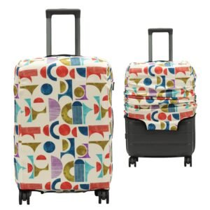 BIGWING Protective Cover in Polyester Fabric with Mosaic Print for | Medium Size 24′ inch 65 cm | Hard Luggage Trolley Bag Cover (Fits Only On Fiber – Plastic Trolley Bag)