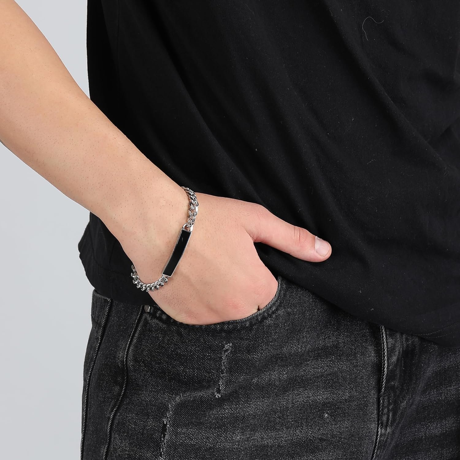 Fashion Frill Silver Bracelet For Men Stainless Steel Chain Silver Bracelet For Men Boys Love Gifts Mens Jewellery - Image 6