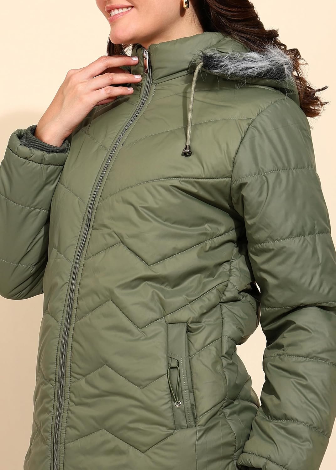 ELLIPSE Women's Winter Jacket - Full Sleeve Nylon Puffer Coat, Stylish & Warm Outerwear for Cold Weather, Comfortable Down Alternative, Temp Rated to -10°C - Image 5