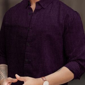 D&B TRENDS Men’s Full Sleeve Regular Fit Shirt | Waffle Structure Textured Cotton Shirt | Spread Collar Casual Shirt, Party, Wedding, Formal & Outing Wear.