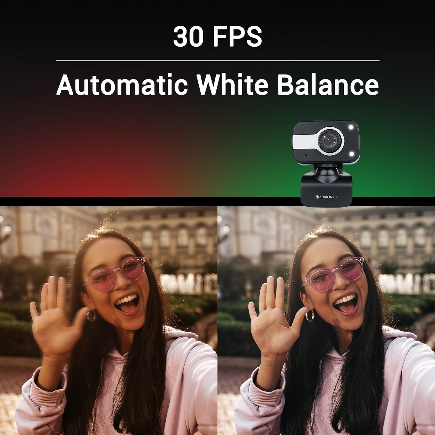 Zebronics Zeb-Crystal Clear Web Camera, 0.3 MP with USB with 3P Lens,Built-in Microphone,Auto White Balance,Night Vision and Manual Switch for LED (Black) - Image 4