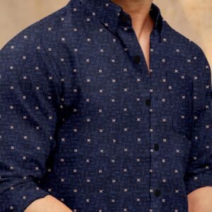 D&B Trends Men’s Printed Premium Cotton Blend – Regular Slim Fit, Wrinkle‑Free, Full Sleeve Casual/Formal wear, Breathable Shirt.