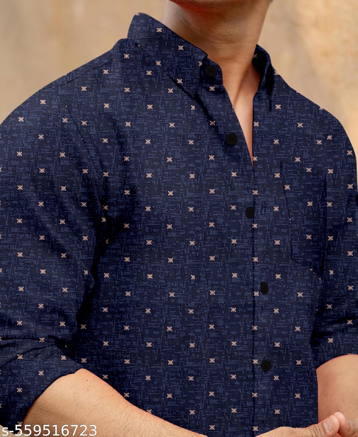 D&B Trends Men’s Printed Premium Cotton Blend – Regular Slim Fit, Wrinkle‑Free, Full Sleeve Casual/Formal wear, Breathable Shirt.