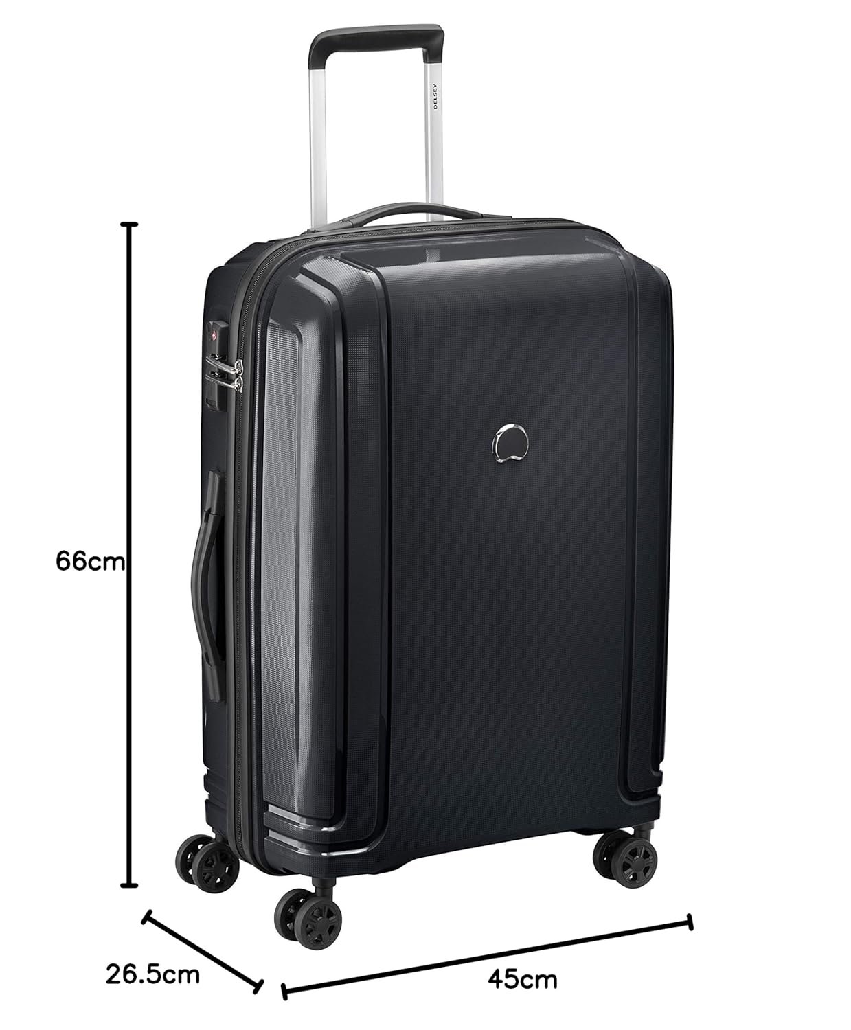 Delsey Paris Brisban 66 cms Medium Size Check-in Polypropylene Hard Sided 8 Wheels Spinner Suitcase/Trolley Bag for Travel with TSA Lock- Black - Image 10
