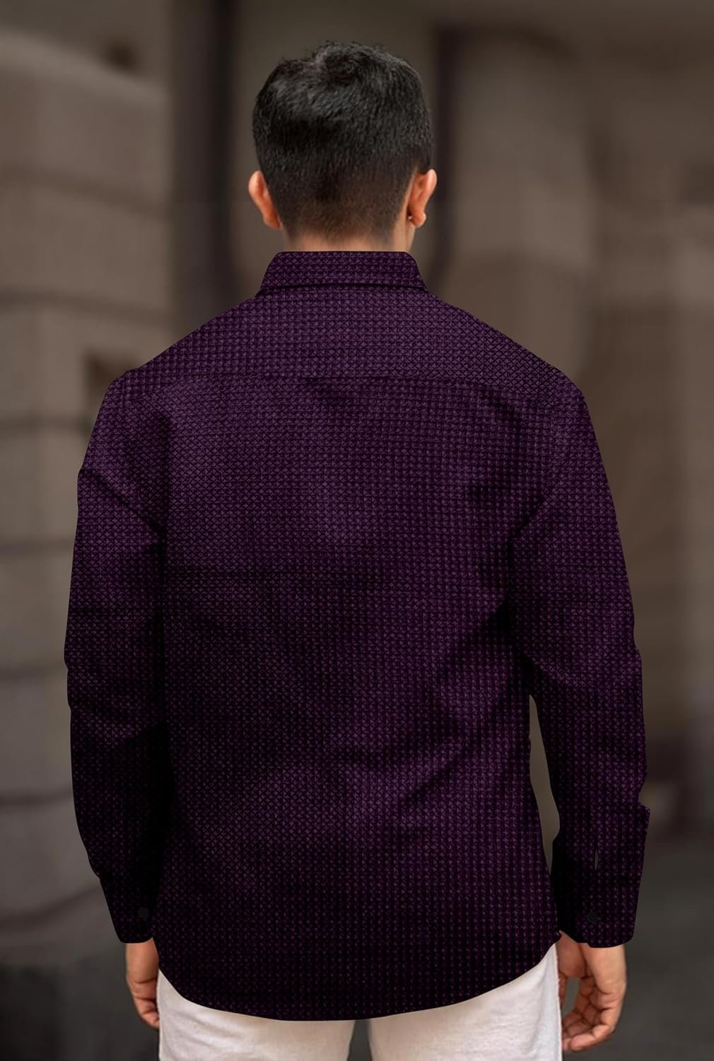 D&B TRENDS Men’s Full Sleeve Regular Fit Shirt | Waffle Structure Textured Cotton Shirt | Spread Collar Casual Shirt, Party, Wedding, Formal & Outing Wear. - Image 3