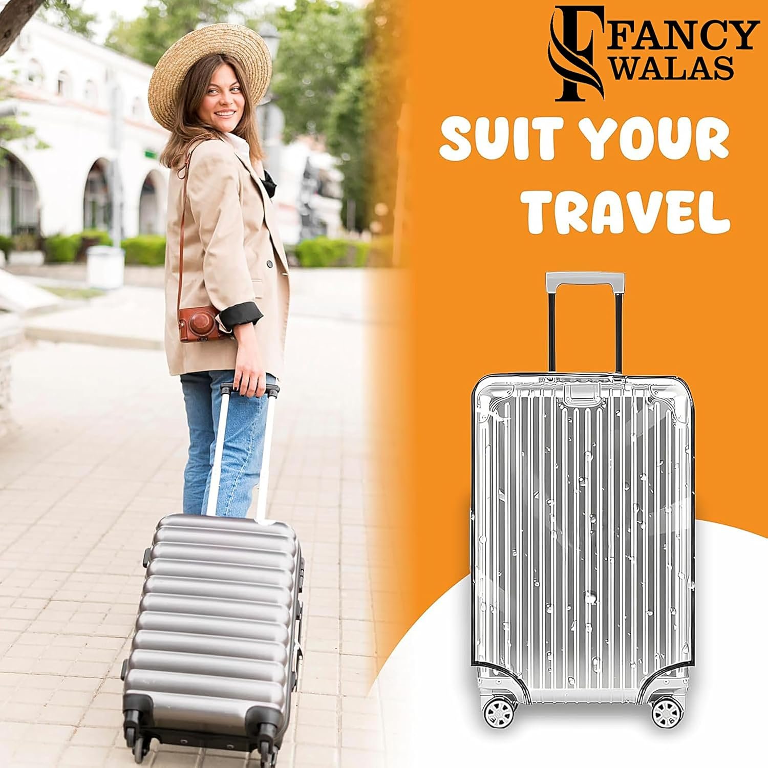20 Inch Trolley Bag Cover/Suitcase Bag Cover/Waterproof Dustproof Luggage Cover for Wheeled Luggage/Zippered Clear PVC Suitcase Covers Protectors (Small, 20 inch, Set of 1) - Image 9