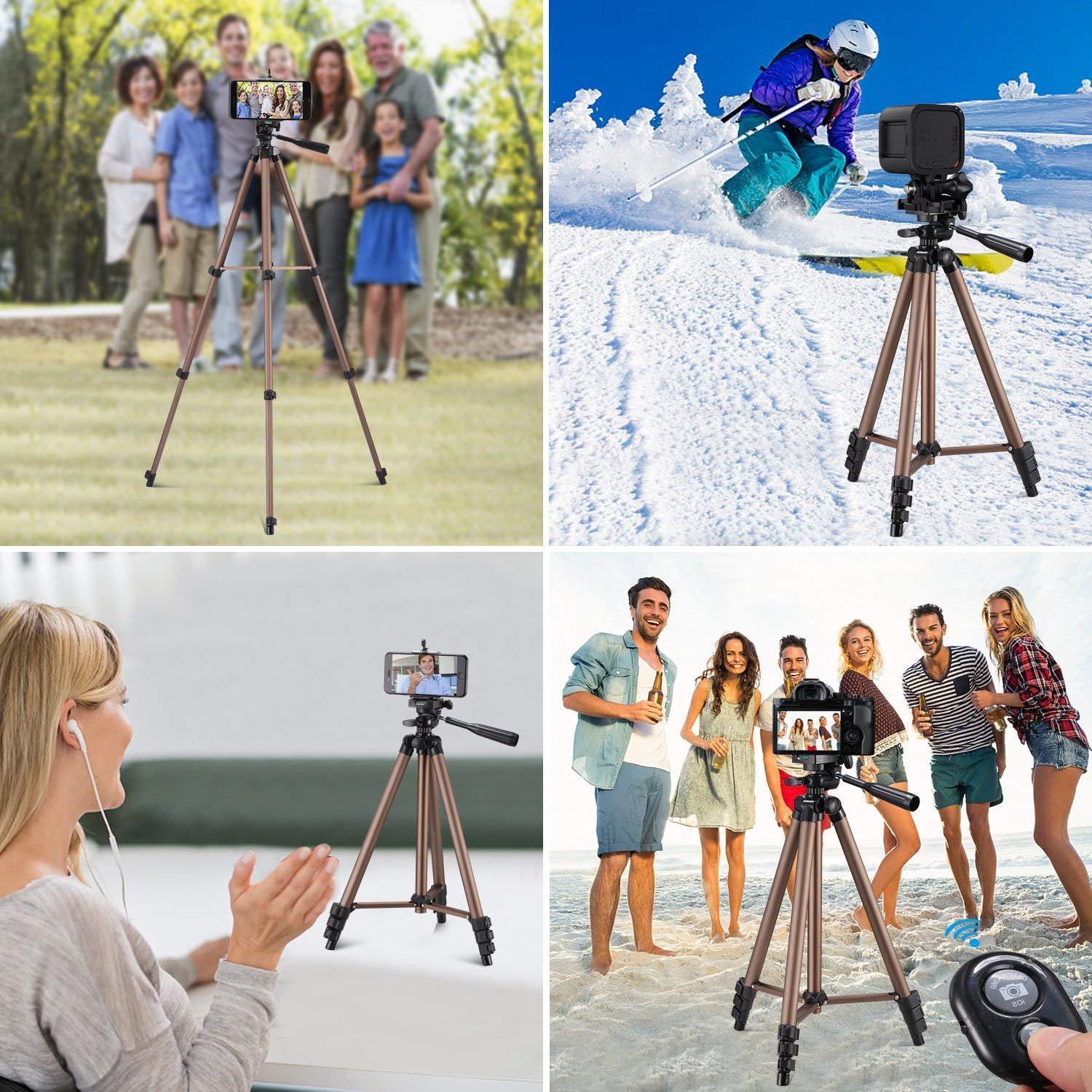 Syvo WT 3130 Aluminum Tripod (133CM), Universal Lightweight Tripod with Mobile Phone Holder Mount & Carry Bag for All Smart Phones, Gopro, Cameras - Image 7